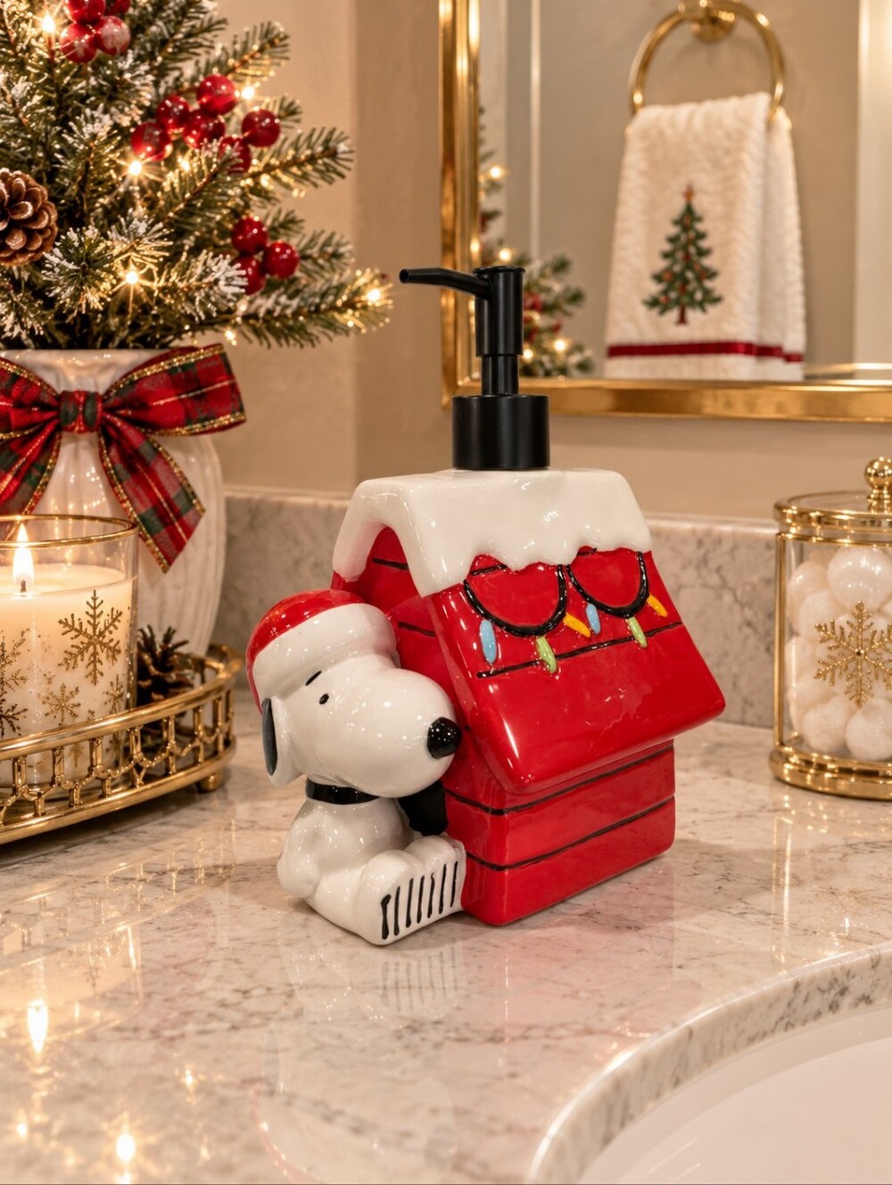 Peanuts Snoopy Red Doghouse Holiday Soap Dispenser